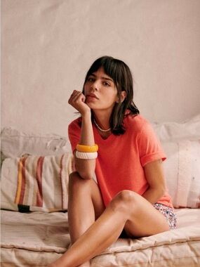 Sezane Martha T-Shirt in bright peach XS- NWOT- never worn before